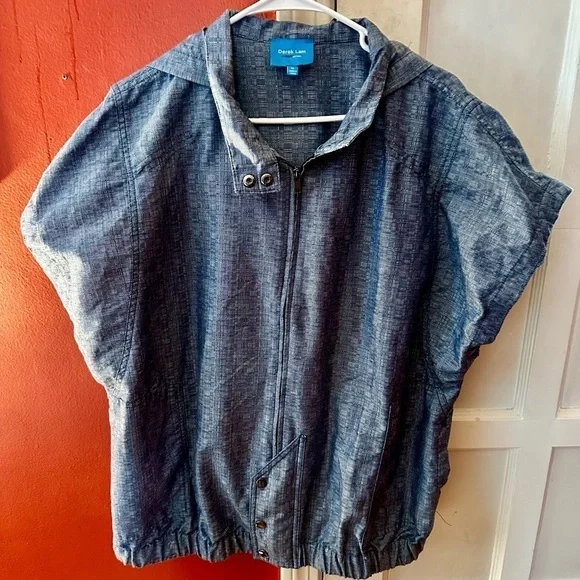 Derek Lam for Design Nation Chambray Cotton Hooded Jacket